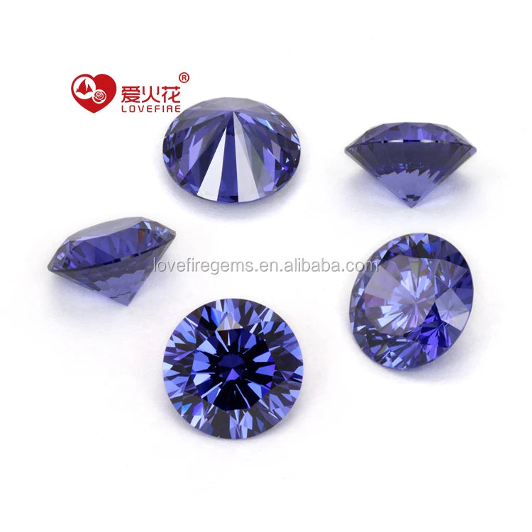 Round Brilliant Cut Synthetic Gemstone 5A Grade Zircon Stone Tanzanite Color Loose Cz Cubic Zirconia