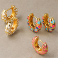 New Arrival Colorful Dripping Oil U-Shaped Earrings Creative Personality Hoop Enamel Earrings for Women