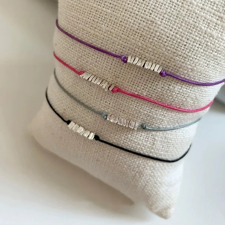 Bohemia 925 Sterling Silver Triangle Beaded Colourful Braided Rope Bracelets for Women Wholesale