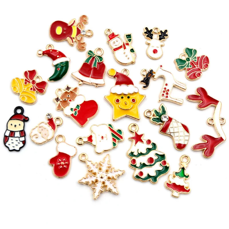 10pcs Enamel Christmas Charm Pendant for DIY Jewelry Making Necklace Bracelet Earring Findings Alloy Craft Jewelry Supplies