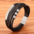 Hot Selling Multi-Layer Handmade Woven Genuine Leather Bracelet Men's Jewelry Stainless Steel Magnetic Clasp Leather Bracelet MegaBDM