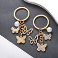 Rhinestone Diamond Crystal Butterfly Charm Keychain Keyring Cute Bling Pearl Animal Handbag Pendant Purse Jewelry Accessory