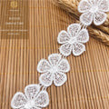 French Rose Flower Lace Trim Water-Soluble White Baju Kurung Lace for Clothing Sewing Embroidery for Bridal Bag Decorations