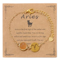 12 Zodiac Card Bracelet Gold Hollow Zodiac Charm 12 Birthstone Gemstone Diamond Zodiac Bracelet for Women Men Couple Friend