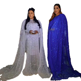 New Design Africa Clothing for Women Dress Sequin Mesh Gauze African American Clothing Two-piece Dress Sequin Abaya