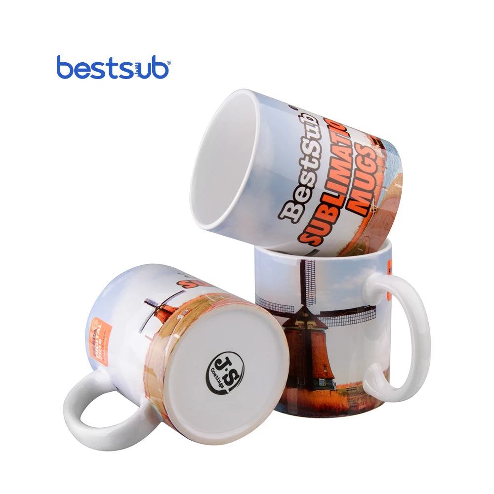 Wholesale Custom Eco-Friendly Sublimation Blanks White Coated Printed Classic Coffee Mug Full Printing Stoneware Reusable 8.2cm