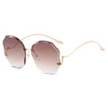 Hot Sale Vintage Rimless Oversized Women's Sunglasses Custom Logo Gold Metal Trendy Style Lightweight UV400 Protection OEM/ODM