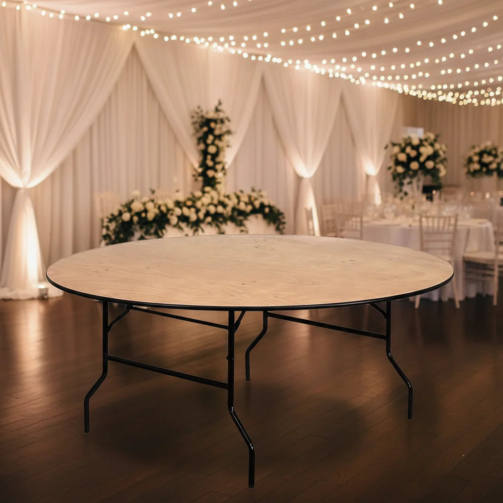 Wholesale  Wood Folding Round Table Outdoor Wedding Banquet Hotel Folding Table