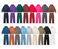 Heavyweight 350gsm Fleece Cotton Blank Plain Pullover Hoodie Dropped Shoulders Oversized Men's Stringless Retail Hoodie Sets