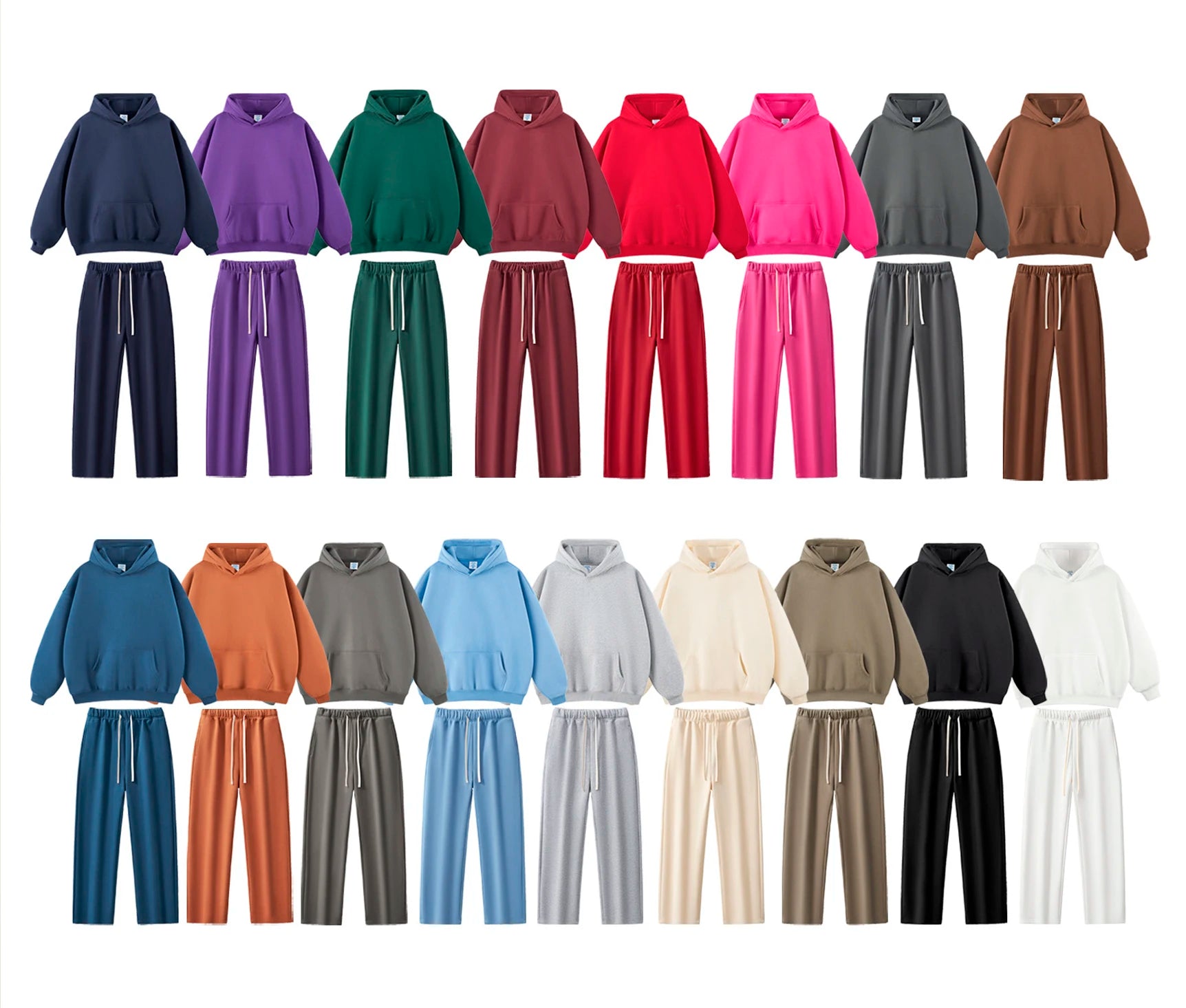 Heavyweight 350gsm Fleece Cotton Blank Plain Pullover Hoodie Dropped Shoulders Oversized Men's Stringless Retail Hoodie Sets