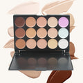 Professional Makeup Concealer Palette with 15 Colors Bronze Base Contour Corrector