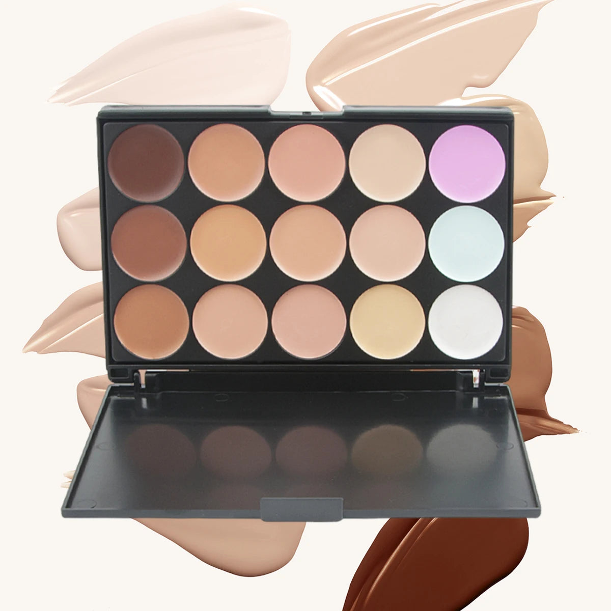 Professional Makeup Concealer Palette with 15 Colors Bronze Base Contour Corrector