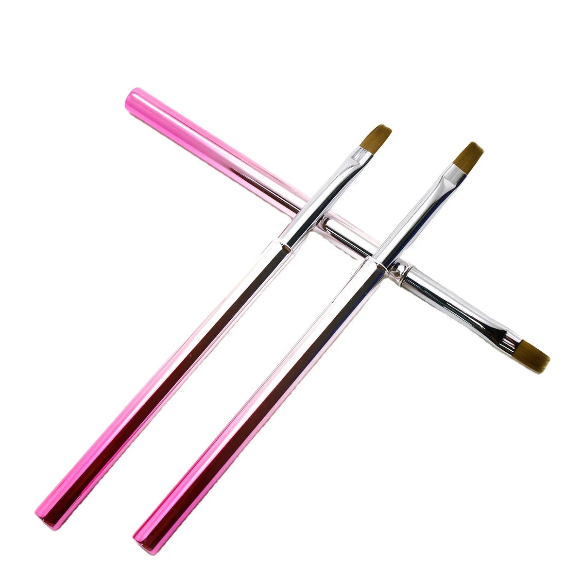 Wholesale 3pcs Colorful Ombre Metal Handle Gel Nail Art Brush Set Nylon Oval Flat Oblique Brush Professional Nail Tools Socheal