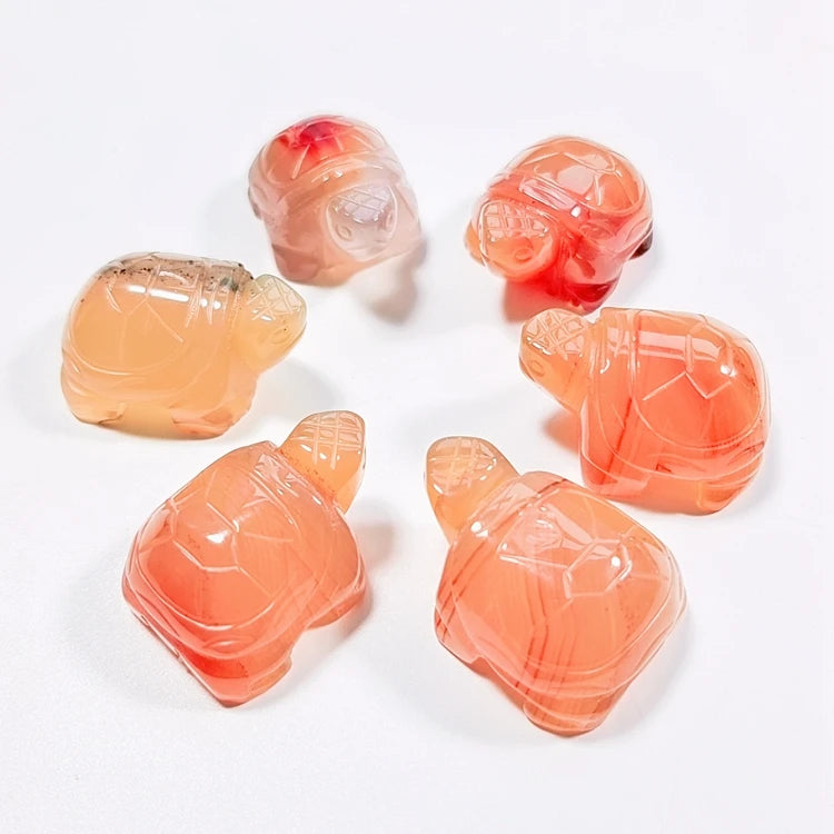 DIY Natural Mixed Quartz Stone Rose Quartz Carvings Healing Crystal Tortoises for Healing Carved Tortoise Stone