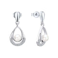 Charming Ladies Water Drop Shape Stud Earrings 925 Silver Mother of Pearl Dangle Drop Earrings for Anniversary Party