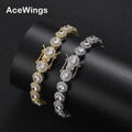 BB038 8mm Brass Gold Plated Cubic Zircon Hip Hop Women's Tennis Chain Bracelet Fashion Jewelry