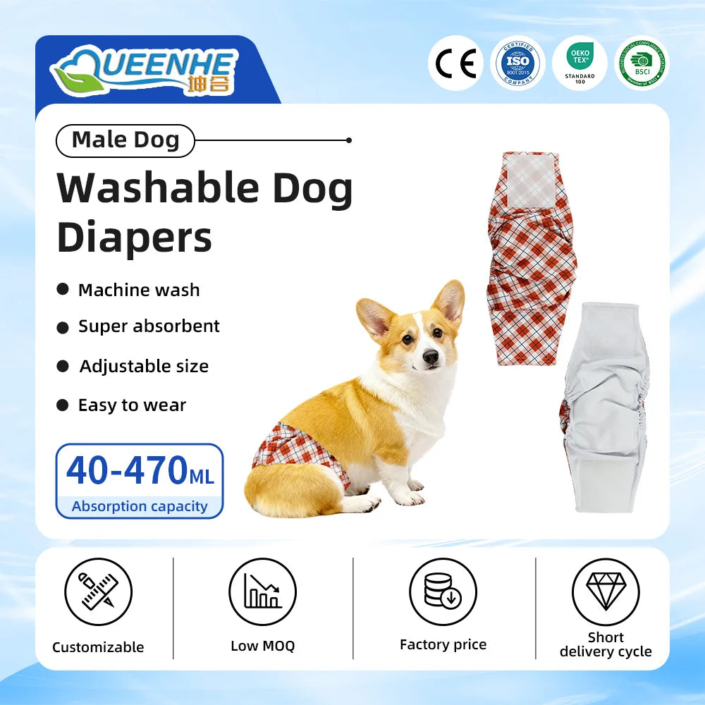 BIRDEYES Waterproof Breathable Super Absorbent Fabric PU Laminating MALE Pet Dog Puppy Padded Belly Diapers Briefs Pants GRASS MegaBDM