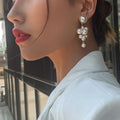 Korean Fashion Big Pearl Long Dangle Earrings Simple Irregular Pearl Cluster Beads Drop Earring for Elegant Ladies