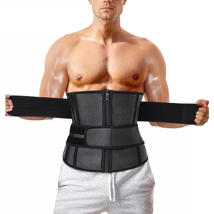 Wholesale s Para Hombre Zipper Double Belt Neoprene Waist Trainer Sauna Waist Trimmers Girdle for Men