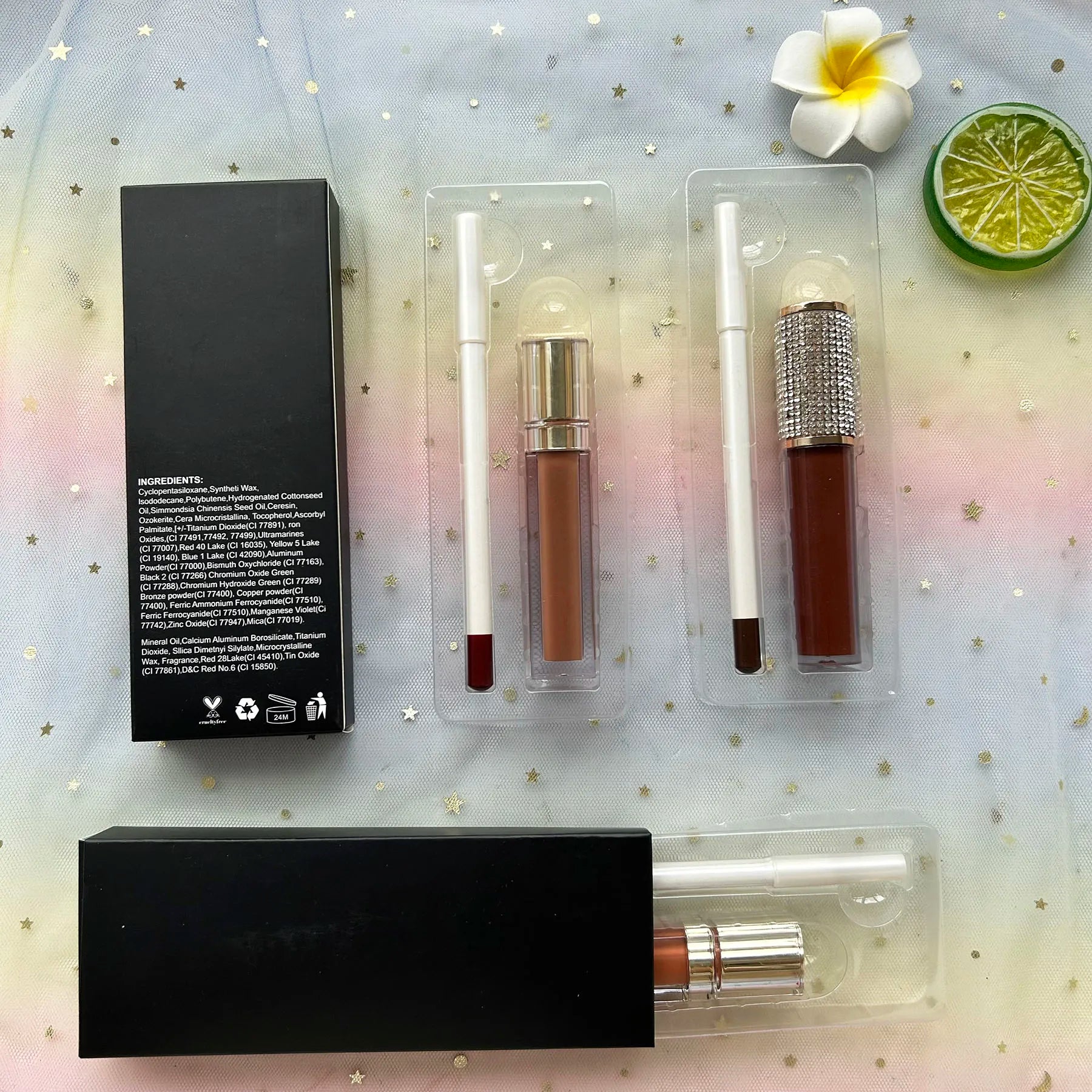 OEM Private Label Vegan Waterproof White Lipliner Lipgloss Set Custom Logo White Lipliner Lipstick Kit