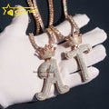 GRA Certificated Pass Diamond Tester 2.5" Tall Crown Bail Custom Letter Initial Name Pendant Fit for 4mm Tennis Chain