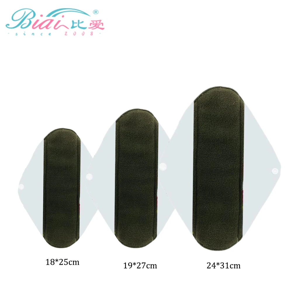 Customized Plain Color Reusable Sanitary Pads Sets Bamboo Charcoal Absorption Washable Panty Liners Menstrual Pads for Amazon