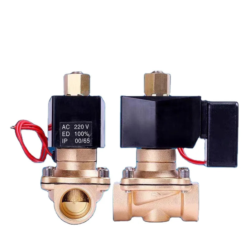 3/8inch-2inch Brass Solenoid Valve Non-Hot Normally Open 220V/12V/24V Energy Conservation Long Working Time for Water Media