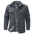 Men's Oversized Lapel Collar Plaid Flannel Jacket Retro Casual Western Style Shirt Jacket Coat