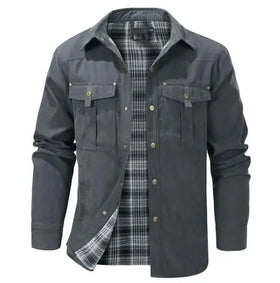 Men's Oversized Lapel Collar Plaid Flannel Jacket Retro Casual Western Style Shirt Jacket Coat