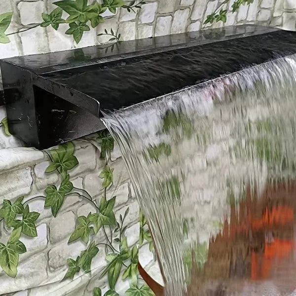 JNZ Indoor/Outdoor RGB Stainless Steel Wall Fountain Home Decor Water Spout Ponds Pool Waterfall Spillway Customizable Size