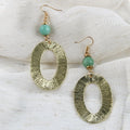 Exaggerated Beautiful Lady Holiday Gift 10mm Natural Stone White Howlite Charm Alloy Big Oval Hoop Earrings