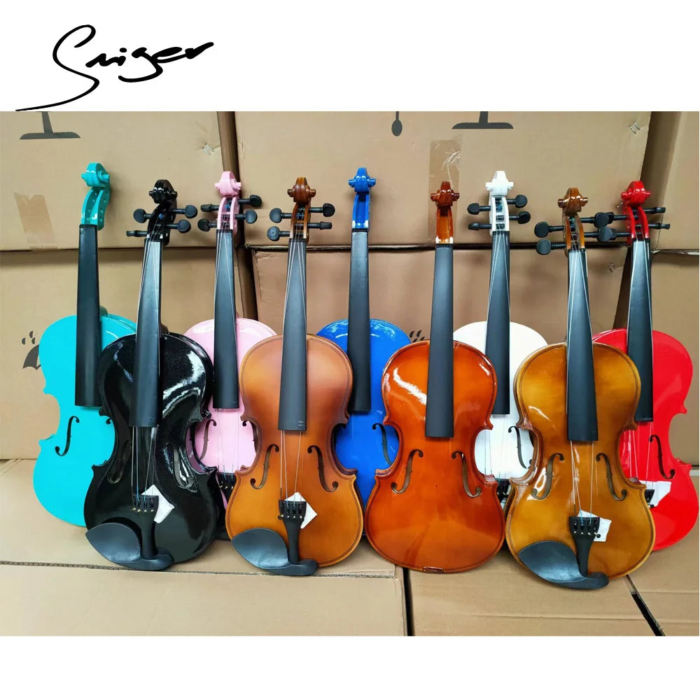 Custom Color Cheap Wholesale Price 4/4 Student Violin With Different Size Accessories Beginner Violin