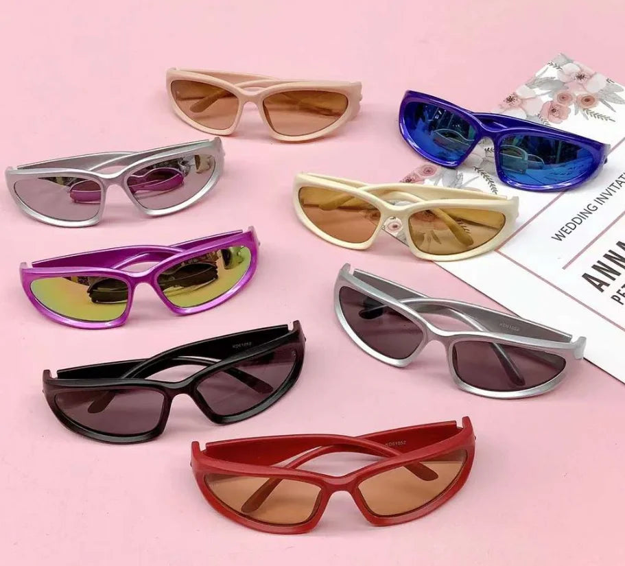 Newest Fashion Reflective Lens Boy Bike Shades Y2K Children's Vintage Sun Glasses Kids Sport Wrap Sunglasses