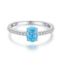 Women's 925 Sterling Silver Cubic Zirconia Wedding Ring Classic Oval Geometric Design for Engagement Party Anniversary