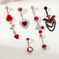 Fashion Jewelry Body Chain Red Piercing Navel Ring Sets Stainless Steel Belly Rings Wholesale