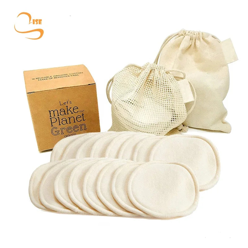 Eco-friendly 3.15" Soft Round Reusable Hemp Makeup Remover Pads Cosmetic Tools Organic Hemp Cotton Towel