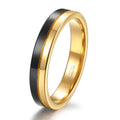 OLAN 4mm Black Gold Tungsten Carbide Steel Ring Men Women Two-Color Engagement Wedding Bands High Polish Finish Grooved Ring