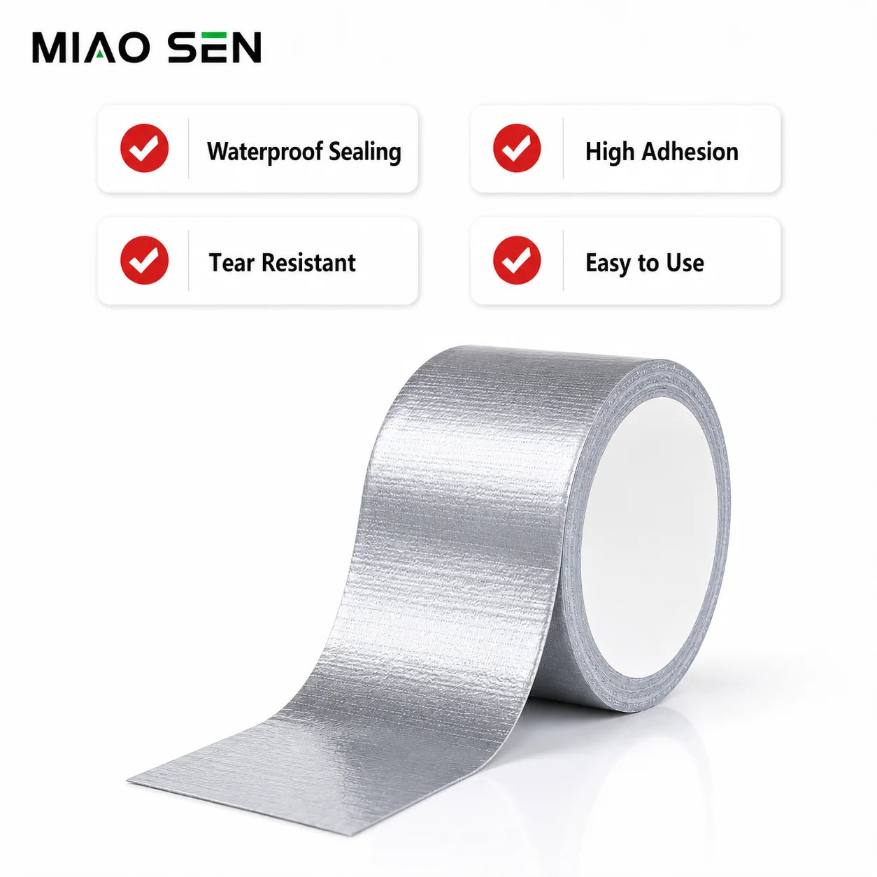 Heavy Duty Waterproof Silver Duct Tape Strong Adhesive Single Sided Bulk Tape for Indoor Outdoor Daily Repairs