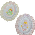 Solhui Wholesale New Arrival Embossed Bow Lace Ceramic Plate Irregular Hand Painted Underglazed Color Dessert Plate