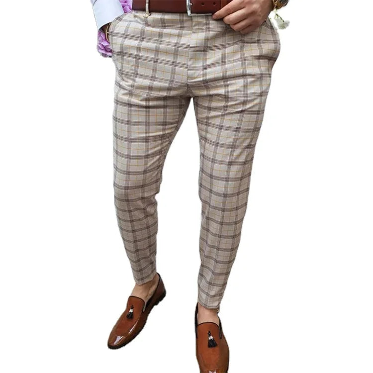 New Fashion Men's Stylish Fashion Work Pants Trousers Autumn Plaid Slim Fit Design Plus Size Men's Jogger Pants
