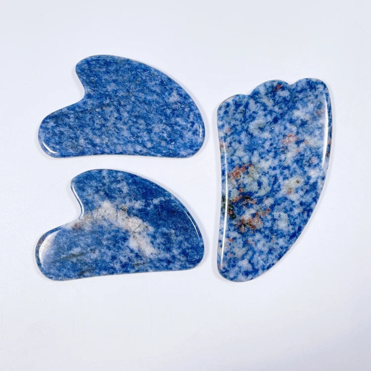 HY Free shipping heart shape jade blue spot guasha natural claw stone gua sha