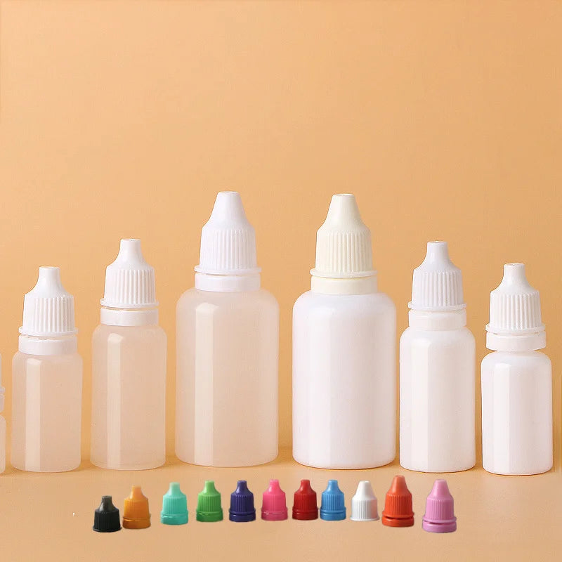 Eye Pe Plastic Drop Bottle 5ml 10ml 15ml 20ml Empty Liquid Spot Squeezable and Easy Open End for Essential Oil Ink Separation