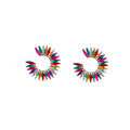 Fashion Jewelry Crystal Big Geometric Stud Earrings Colorful Glass Rhinestone C Shaped Statement Earrings for Women