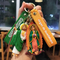 Fashion Hot Saint Jude Virgen De Guadalupe Keychain Religious Church Souvenir Gifts Keyring Virgin Queen PVC Key Chain