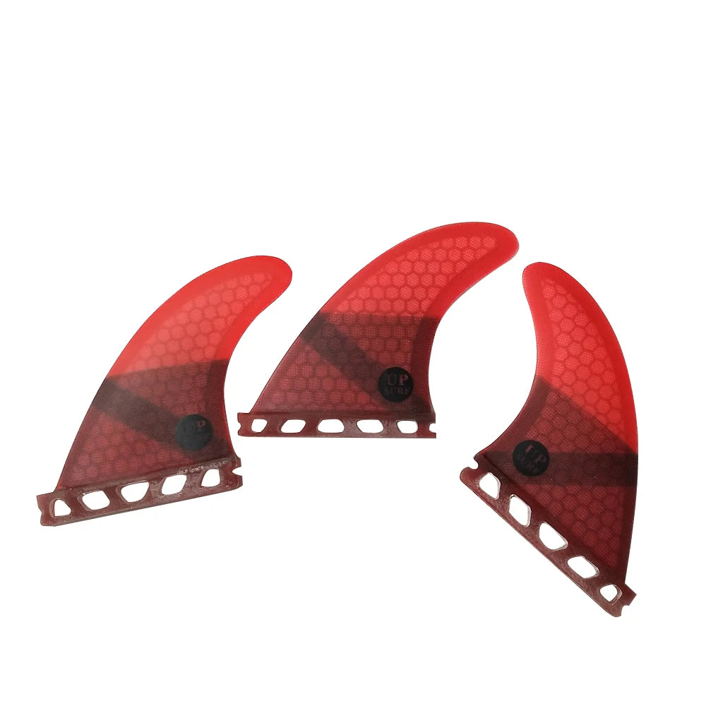 UPSURF Red Color G7 Honeycomb Surfboard Fin Single Tab Tri Set Fins for Board