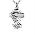 Forever in My Heart Cross Urn Stainless Steel Hands Keepsake Pendant Dad Mom Uncle Memorial Necklace Jesus Ash Jewel Cremation