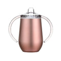 Custom 10oz Kids Stainless Steel Sippy Cups Egg Shape Insulated Double Wall Blank Baby Tumblers with Handles for Sublimation