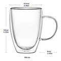 16 oz Large Double Wall Glass Coffee Mugs  Insulated Coffee Mugs with Handle for Coffee Cup