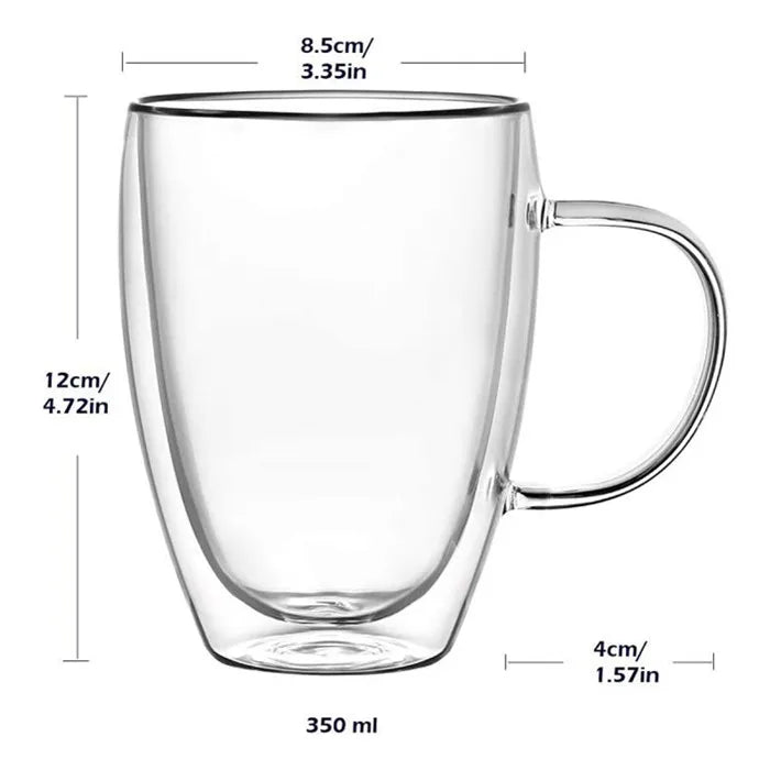 16 oz Large Double Wall Glass Coffee Mugs  Insulated Coffee Mugs with Handle for Coffee Cup