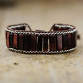 Bohemia Handmade Emperor Jasper Tube Bracelet Custom Braided Leather Yoga Jewelry 7 Chakra Wrap for Men